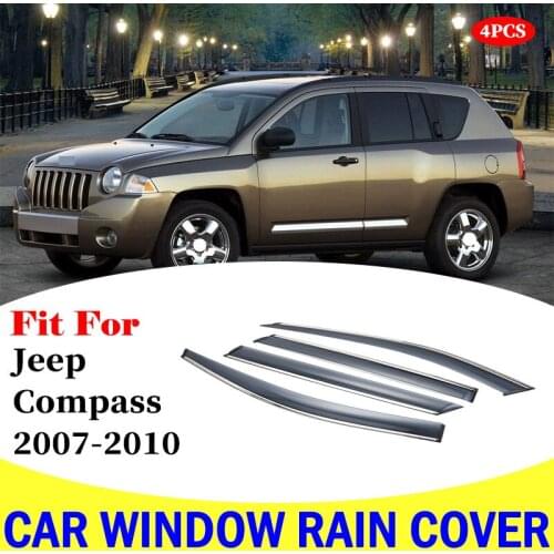 For jeep Compass window deflectors wind deflector sun guard rain vent visor cover trim car accessories 2007-2010