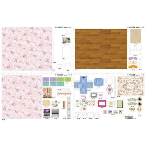 DIY Dollhouse Furniture Full Set Bedroom LED Light Dustproof Cover Puzzle