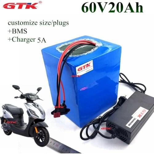 For 18650 cells E-bike battery 60v 20Ah with 5A charger 60V electric bike lithium ion battery pack 1500W 2500w + Free Shipping