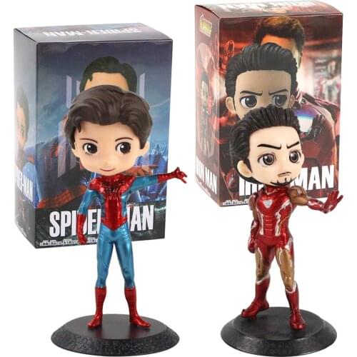 16cm The Avengers Q Posket Iron Man Spider Man PVC Action Figure Model Toys Collection Doll