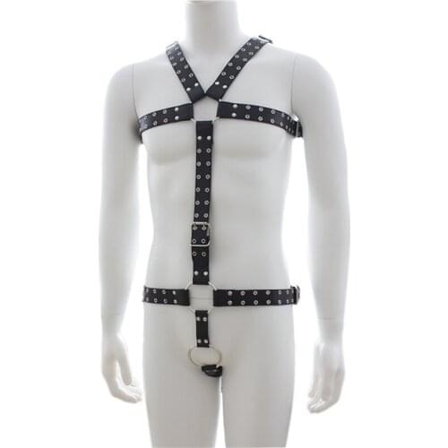 BDSM Body Bondage Gay Harness Belt Erotic Leather Lingerie Sexual Chest Men Harness Buckle Punk Rave Gay Costumes for Adult Sex