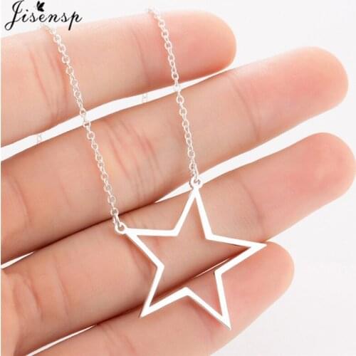 Jisensp 2019 Simple Round Geometric Stainless Steel Necklace for Women Fashion Romantic Peach Heart Long Chain Necklace bijoux