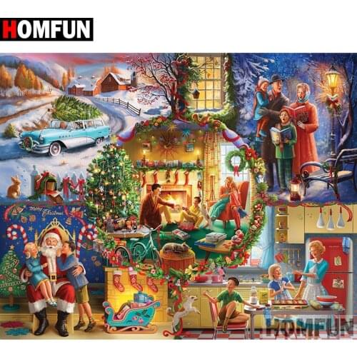 HOMFUN Full Square/Round Drill 5D DIY Diamond Painting "Christmas characters" Embroidery Cross Stitch 5D Home Decor A00820