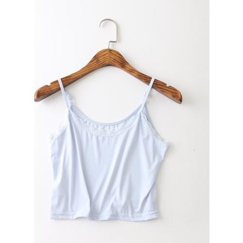 Summer Ice Silk Tank Top 2019 Women Sexy Sleeveless Basic Camisole Ultra Short Casual Girl Lace Vest Solid Color Tube Crop Tops