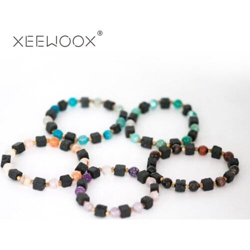 8mm matte tiger eye stone Amazon volcanic stone mixed with beads Bracelet Men natural stone couple bracelets For Women Gift