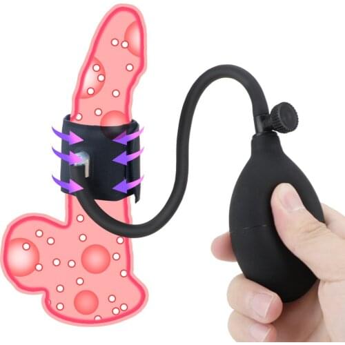 Inflatable Penis Sleeve For Penis Enlargement Penis Pump Enlarger Cock Ring Silicone Pumping Sleeve Inflated Sex Toys For Men