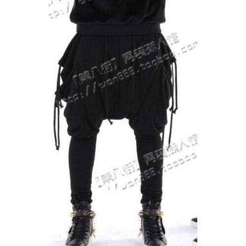 27-44 New 2017 New mens clothing ds costume elastic hanging crotch pants boot cut jeans harem pants plus size singer costumes