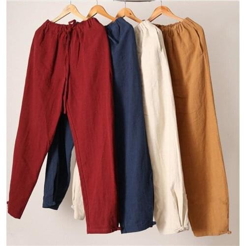 2020 new style men casual pants legs buckle design plus size cotton linen trousers,big size Summer pants, M-5XL 6XL