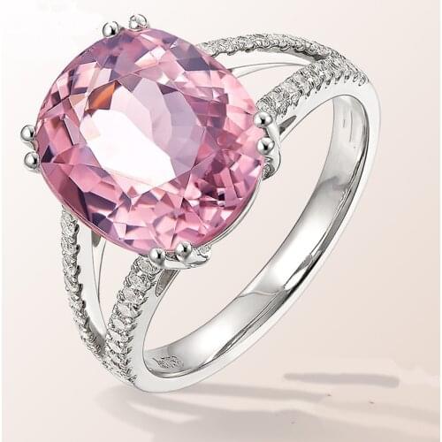 New 925 Sterling Silver Ring Inlaid With Pink Zircon Crystal Ring, Suitable For Feminine Charm Jewelry Engagement Gift