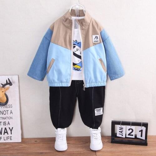 0-4-year-old autumn new male child labor jacket coat childrens handsome letter printing suit baby color blocking sports suit