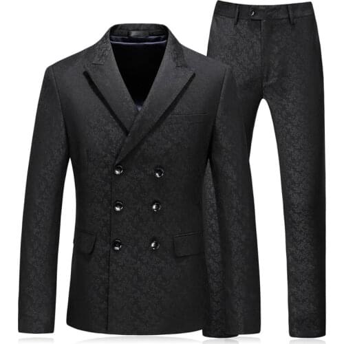 Jacket+Vest+Pants) 2021 Mens double breasted business suits/Black office Tuxedos/Custom Grooms Wedding Dress Leisure Blazers