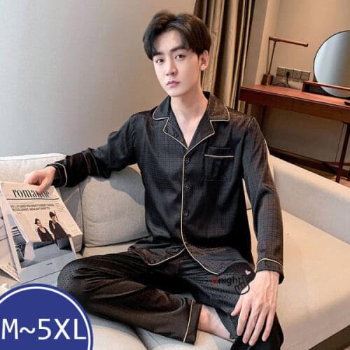 Mens Pijama Satin Luxury Big 5xl Super Soft Silk Man Spring Sleep Tops Long Trousers Thin Breathable Comfortable Pajama Set