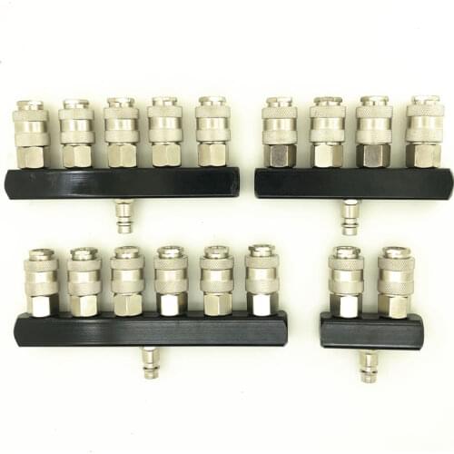 Multiway Pneumatic Quick Connector European Sytle Air Fitting 1/4''NPT Manifold Quick Coupling Air Compressor Accessory Coupler