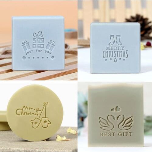 Happy Christmas Best Gift Series Acrylic Soap Stamp Handmade Soap Seal Letters And Patterns Transparent Chapters