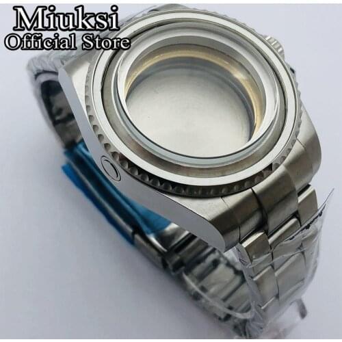 Miuksi 43mm silver sterile SEA stainless steel case fit NH35 NH36 ETA 2836 Miyota 8205 8215 821A Mingzhu DG 2813 3804 movement
