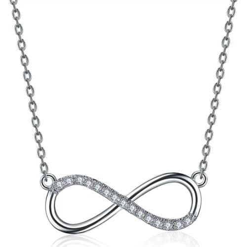 Sodrov 925 Sterling Silver Lucky Infinity Pendant Necklace For Women Silver 925 Jewelry Gift Silver Necklace