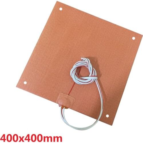 USA Material CR10 S4 Silicone Heater Pad1000w 400 x 400mm 3D Printer Bed w/Screw Holes, Adhesive Backing + Sensor (120V)