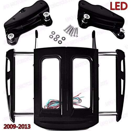 Gloss Black Docking Hardware&Two-Up Black Luggage Rack&LED Smoke Lights For Harley Touring Road King Street Glide 09-11 12 13