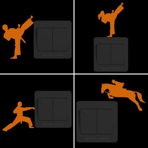 Glow in the Dark Switch Stickers Luminous Wall Decal: Taekwondo/Kungfu/Basketbal/Football/Ballet Dancer/Fishing/Figure