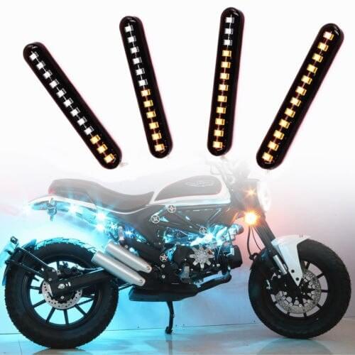 Flowing Water LED Motorcycle Light Bar Strip Tail Turn Signal Signals Tail Rear Stop Bulb Lamp Brake License Plate Light sticker