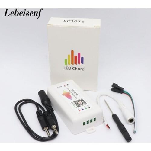 WIFI Bluetooth SP107E Pixel IC SPI Music LED Controller by Phone APP For WS2812B SK6812 SK9822 RGBW APA102 LPD8806 Strip DC5-24V