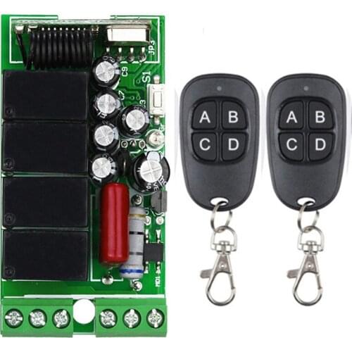 Universal Wireless Remote Control AC110V 220V 4CH Relay Receiver Module RF Switch 4 Button Remote Control Gate Garage opener
