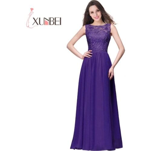 In Stock Robes de demoiselle d'honneur A Line Long Lace Blue Purple Bridesmaid Dresses Long Chiffon Prom Party Gown
