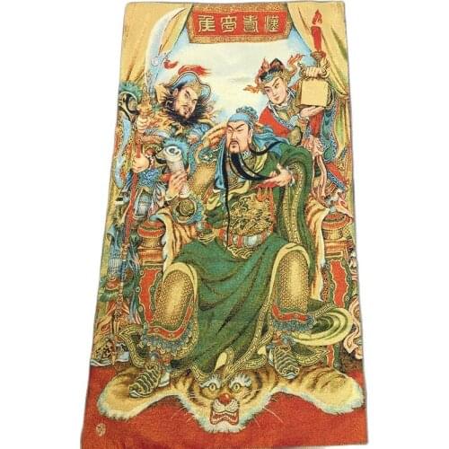 Thangka embroidery religious Tibetan portrait Nepalese Buddhist temple brocade painting silk decoration figure Guan Gong embroid