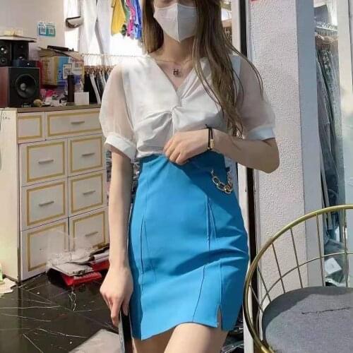 Women 2021 Summer Fashion Skirt Female High Waist Mini Skirts Office Ladies Temperament Formal Slim Package Hip Pencil Skirt Y81