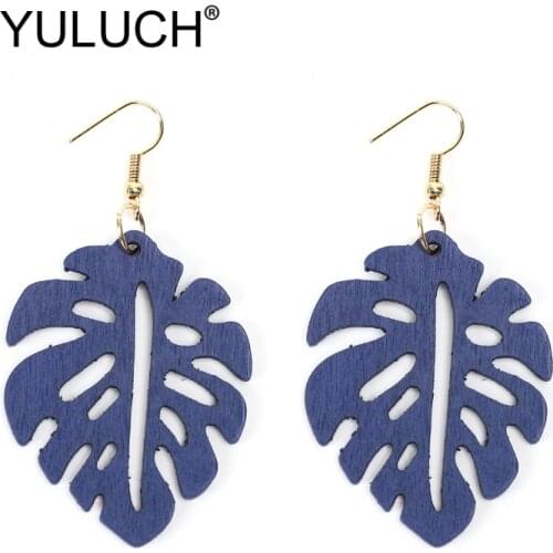 YULUCH Hollow Wood Leaf Pattern Dangle Earrings For Women Fashion Jewelry Earrings Ethnic African Personality Long Drop Earrings