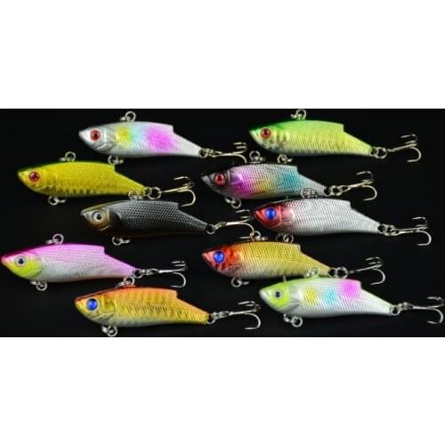 1pcs 55mm Vibration FISHING LURES CRANKBAITS HOOK BASS 5.5CM 10G 8#hooks VIB hard plastic sea fishing tackle hard bait