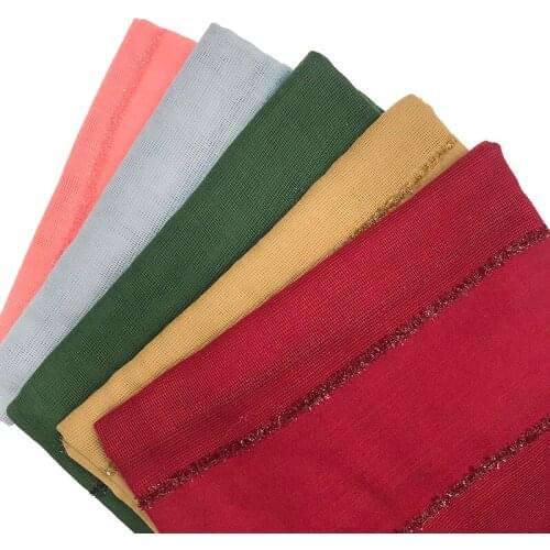 10pcs/lot Muslim Glitter Shimmer Striped Hijab Solid Plain Shalws Long Muffler Islamic Scarf Ladies Wraps Women Scarves