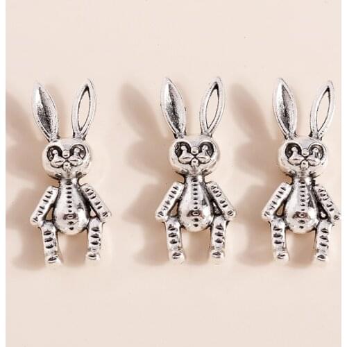 10pcs 12*28mm Alloy Mr.Rabbit Charms Pendants Necklaces Earrings Making Accessories Antique Silver Color Animal Diy Charms Craft