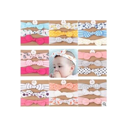 20set/lot 3pcs/set Multi Bowknot Ears Head Band Baby HeadBands Styling Accessory HA1115