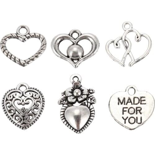 30pcs Mixed style Heart Pendants Charms Findings - Jewellery Making Findings for DIY Craft