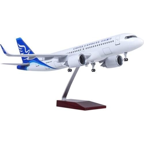47CM China Express Airlines A320neo 320 Airplane Model with Wheel and Light 1:80 Resin Aircraft Toy For Collection Gift Display