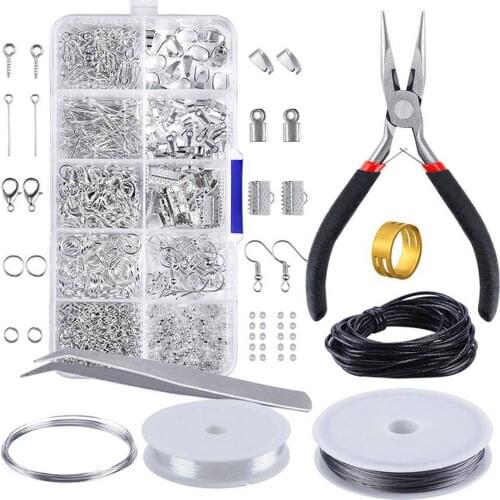 DIY Jewelry Findings Kit Earring Hooks Pliers Beading Wires Jump Ring Jewelry Making Supplies for DIY Repairing Making Earrings