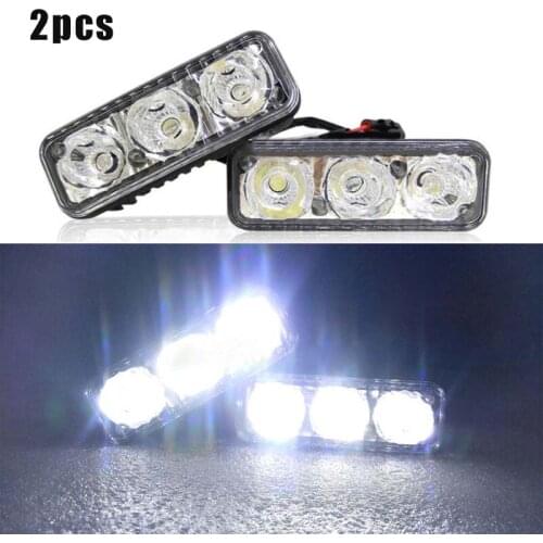 Universal 2pcs 12V 9W 6000K ~ 7000K 3LED Super White High Power Car DRL Daytime Running Light Fog Lamp For SUV Accessories