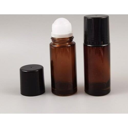 360pcs Factory Wholesale 50ml Amber Glass Amber Roll On Roller Bottle for Essential Oils Perfume Bottle Deodorant Containers