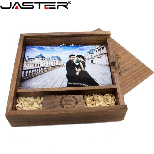 JASTER ( free LOGO) Photography walnut Photo Album usb + Box usb flash drive U disk Pendrive 8GB 16GB 32GB 64GB Wedding GIFT