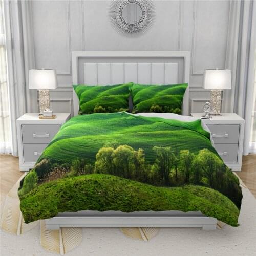 Green Grassland 3D Printed Duvet Cover Set Queen King Size Bed Set Twin Natural Scenery Pattern Bed Linen Single Double Kid