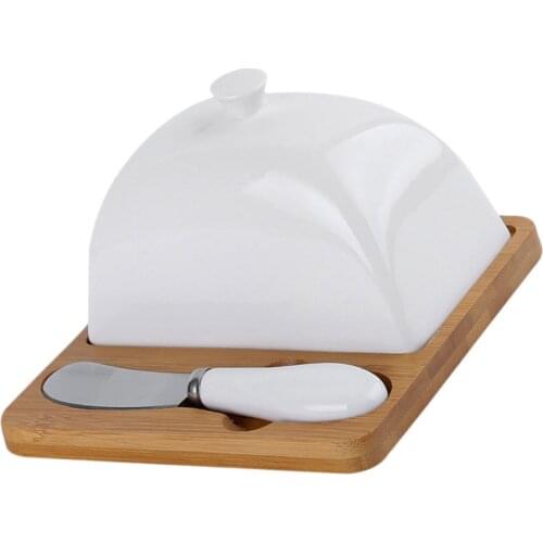 1 Set Food Container Butter Plate with Lid Home Tableware Storage Boxes