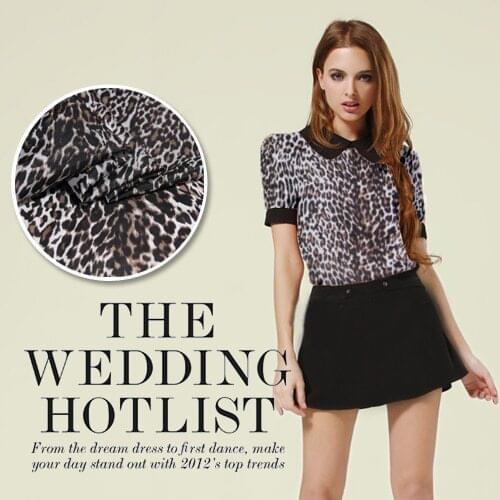 LEO&LIN Fashion Leopard Print Electricity Texture Silk Fabric For Dress For Sewing Material 50cm