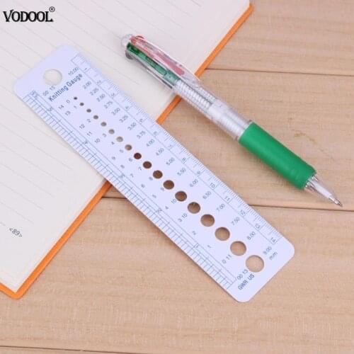 VODOOL 1pc Pro Knitting Sweater Needle Gauge Holes Plastic inch 16cm Ruler Home Sewing Patchwork Tool Measuring Stationery