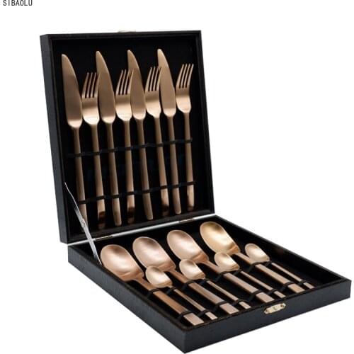 Matte Rose Gold Cutlery Set Stainless Steel Steak Knife Fork Scoops Dinnerware Set Tableware Set Drop Shipping