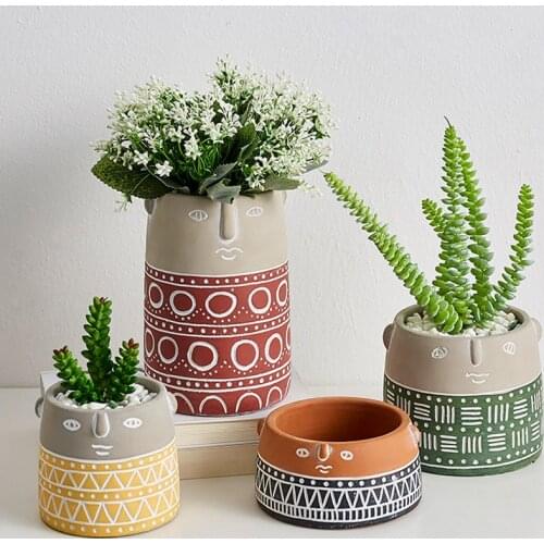 Nordic Art Portrait Ceramic Vase Abstract Human Face Decoration Home Vases Pot for Dried Flower Tabletop Succulents Plant Pots