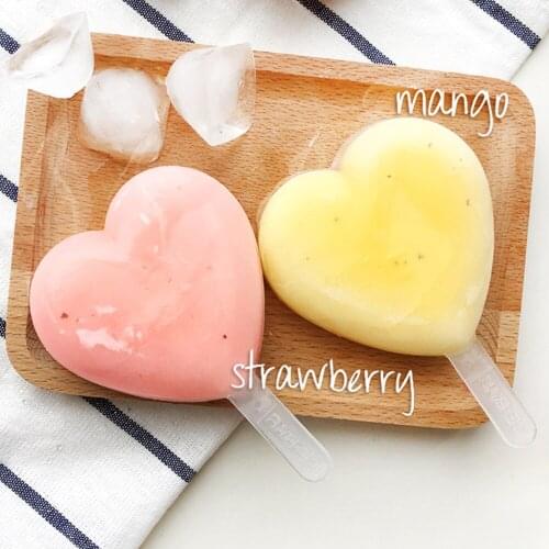 Food Grade Silicone With Lid DIY Popsicle Ice Cream Mold Healthy Heart-shaped Pink Girl Heart