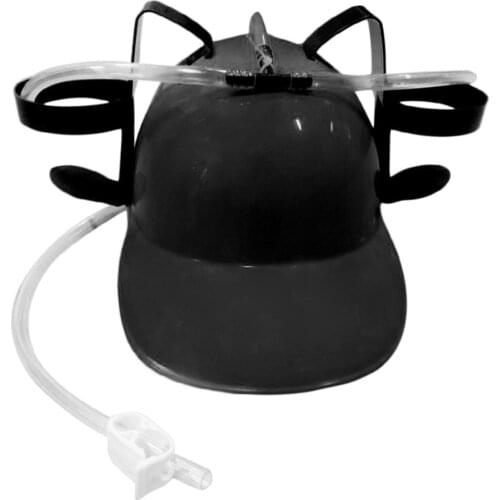 Beer Soda Drinks Guzzler Helmet Fun Drinking Hat Straw Hat Black Party Game Hat Holds 2 Cans Of Soda Beer On Side Of Helmet