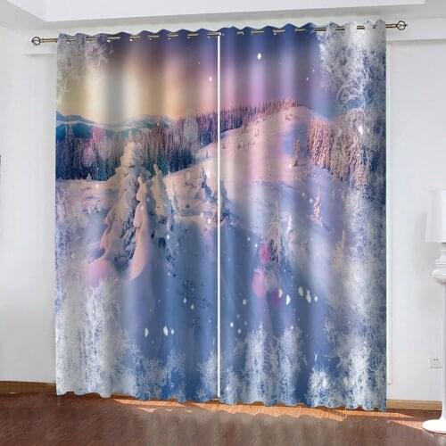 Luxury Blackout 3D Window Curtains For Living Room Bedroom winter snow curtains Thickened blackout curtains
