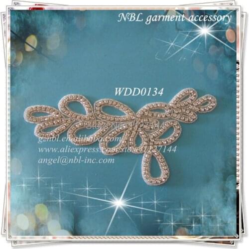 Bridal beaded rhinestone applique for wedding evening dress iron on WDD0134